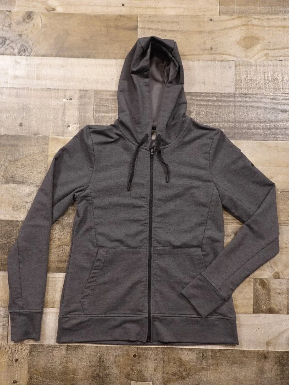 ASICS Full Zip Hoodie Women's Small Gray Performance Thumbhole Running Jacket